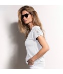 Maglia donna collo a v Admas mezza manica 43486 pizzo