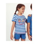 Pigiama bambina Admas 55202 corto stampato azzurro