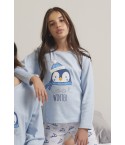 Pigiama Admas 55209 bambina caldo cotone interlock pinguino