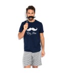 Pigiama uomo corto Admas 55272 con stampa baffi