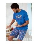 Pigiama uomo Admas 55281 corto stampato azzurro