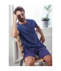 Pigiama uomo corto Admas 55287 fantasia azzurro