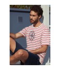 Pigiama uomo corto Admas 55289 fasciato rosso