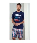 Pigiama uomo corto Admas 55300 blu stampato