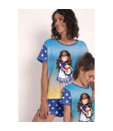 Pigiama donna corto Santoro Gorjuss 55524 azzurro