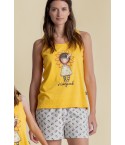 Pigiama donna Santoro Gorjuss 55618 cotone giallo ape