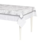 0 Tovaglia vintage rettangolare 6 posti cotone e pizzo grigio 