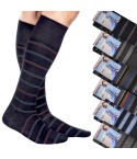 Calze uomo rigate lunghe caldo cotone Meritex 1242 6 paia