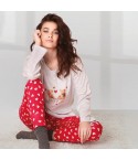 Pigiama donna rosso Infiore in caldo cotone 1479