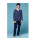 Pigiama uomo aperto a giacca caldo cotone Cippi 1581 blu