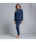 Pigiama donna lungo scollo serafino in cotone Biancaluna 26D21652