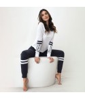 Pigiama donna lungo stile tuta cotone Jadea 3137 bianco