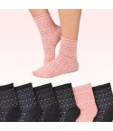 Calze corte assortite donna caldo cotone Meritex 3603 fantasia A 6 paia 