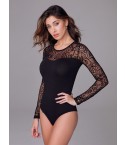 Body moda Jadea 4077 ricami floreali in rilievo sexy trasparenza