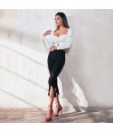 Leggings capri Jadea 4176 cotone elasticizzato con rouches nero