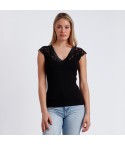 Sottogiacca cotone donna Admas 43489 con pizzo e raso nero