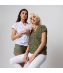 Maglia donna in Cotone con Maniche Corte e Pizzo San Gallo Jadea 4768