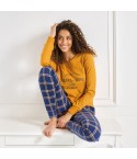 Pigiama donna fantasia scozzese in caldo cotone Jadea 5192