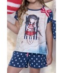 Pigiama bambina Santoro Gorjuss 54446 estivo in 100% cotone pois