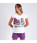 Pigiama donna estivo Santoro Gorjuss 55611 cotone viola