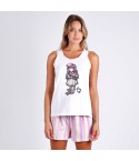 Pigiama donna canotta corto estivo Santoro Gorjuss 55613 cotone bianco