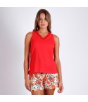  Pigiama donna canotta corto estivo Admas 55927 cotone rosso