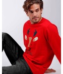 Felpa uomo natalizia Admas 56113 caldo cotone felpato rossa