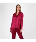 Pigiama donna chic elegante raso aperto Admas 56173 ciliegia