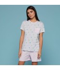Pigiama donna estivo corto Cippi 5707 cotone grigio melange