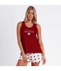 Pigiama donna estivo corto Admas 60102 cotone rosso