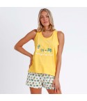 Pigiama donna estivo corto Admas 60166 cotone giallo