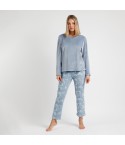 Pigiama donna in vellutino e lycra celeste Admas 60232