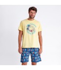 Pigiama uomo estivo Smiley 60994 surf 100% cotone
