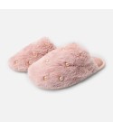 Pantofole donna antiscivolo in pelliccia con perle Admas 69127