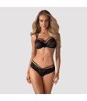 Sexy completino reggiseno + perizoma Obsessive 860-set-1 in pizzo nero