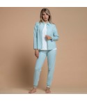 Pigiama donna cotone leggero e pizzo sangallo Biancaluna 26D91068 3 pezzi