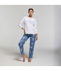 Pigiama Donna in Caldo Cotone pantalone a fantasia floreale Pompea Viola