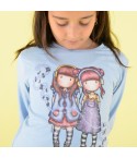 Pigiama bambina invernale Santoro Gorjuss 56621 caldo cotone celeste