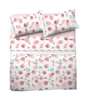 Completo letto Pompea Oceano lenzuola sopra sotto con angoli federa rosso