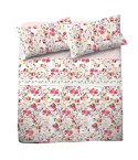 Completo letto singolo Pompea Prime lenzuola sopra sotto con angoli federa rosa