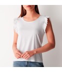 Maglia Donna 100% Cotone con riccietti sulle maniche Cotonella ADB77