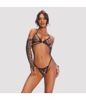 Coordinato sexy leopardato + guanti Obsessive addia 3-pcs set