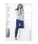 Pigiama tuta donna giacca cappuccio cotone felpato Biancaluna D2015 blu
