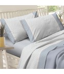 Completo Lenzuola matrimoniale 2 piazze cotone Preziosa alba 42 azzurro