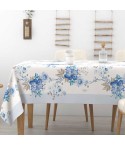 Tovaglia 100% cotone fiori Alba Camelia Irge colore celeste