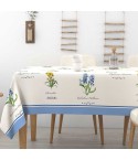 Tovaglia 100% cotone fiori Alba Cannella Irge colore celeste