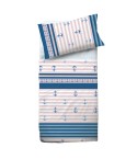 Completo letto Pompea Ancora lenzuola sopra sotto con angoli federa blu