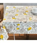 Tovaglia Vingi Armonia cod.A11 fantasia beige e limoni cotone