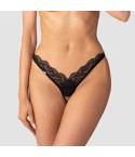 Slip perizoma sexy cavallo aperto con pizzo Obsessive Arrowel Black