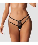 Slip sexy con doppi laccetti e pizzo trasparente Arrowel Black Obsessive